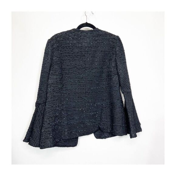 Anthropologie Drew Jacket Womens Blazer Nubby Tweed Bell Sleeve Ladies Large Bla - Picture 3 of 6